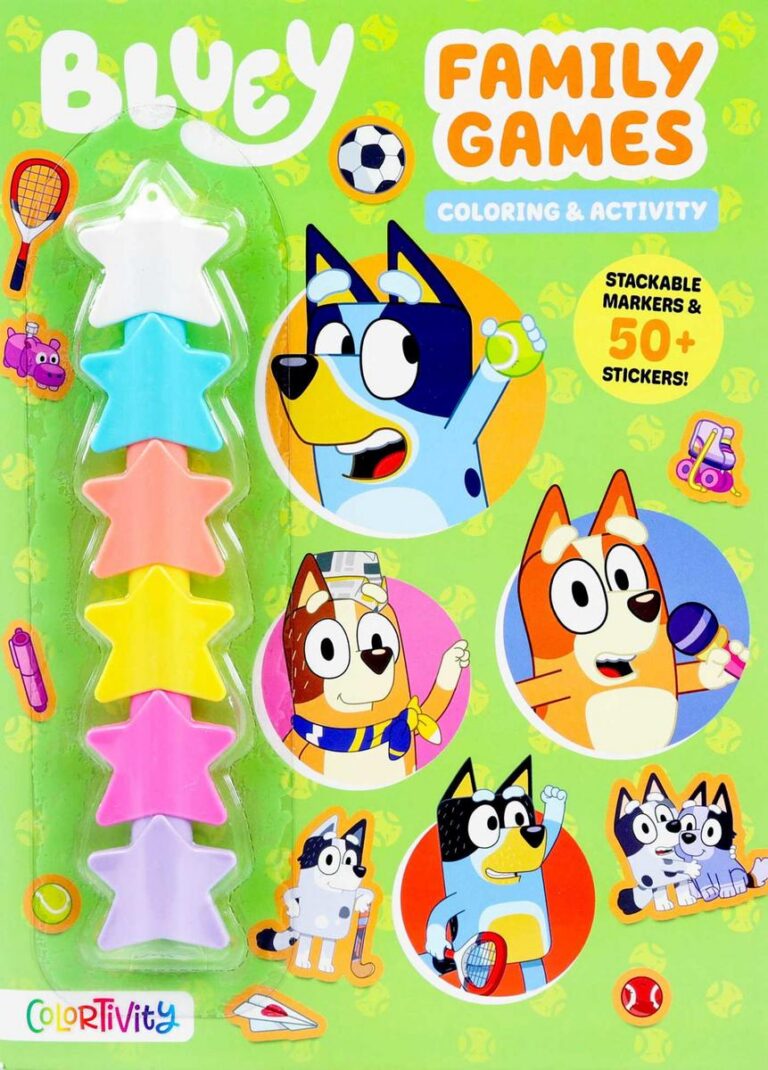 Bluey Family Games: Coloring & Activity with Stackable Markers
